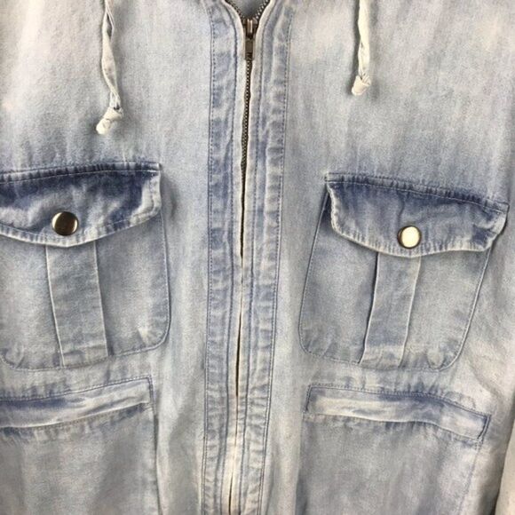 Minkpink Know You Anorak Jacket Size XS Acid Wash Drawstring Zip Hooded - Picture 8 of 10